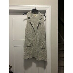 Monteau Lagenlook Beige Oatmeal Collared Long Line Sweater Vest Size Medium Warm